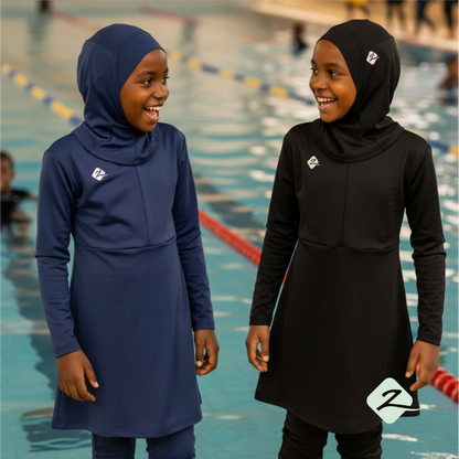 ZAIBA Modest Girl's Burkini & Hijab Set - Black