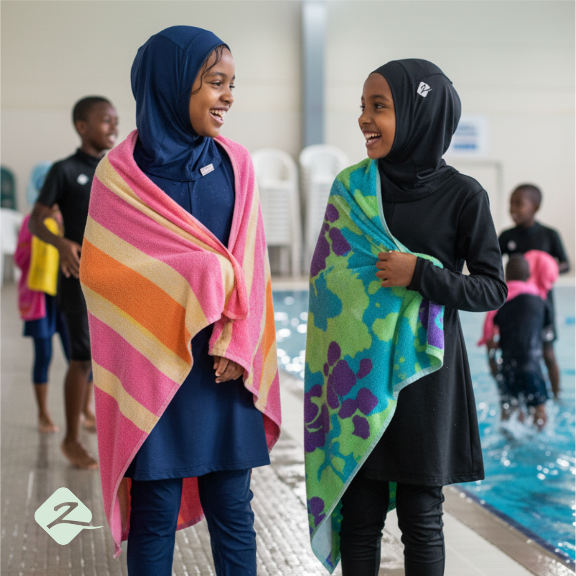ZAIBA Modest Girl's Burkini & Hijab Set - Blue