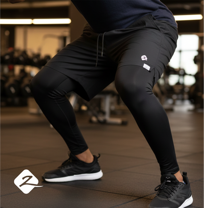 ZAIBA Modest ActiveFlow 2in1 Nguvu Shorts (Full) - Black