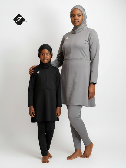 ZAIBA Modest Girl's Burkini & Hijab Set - Black