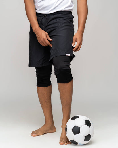 ZAIBA Modest ActiveFlow 2in1 Nguvu Shorts (Long) - Black