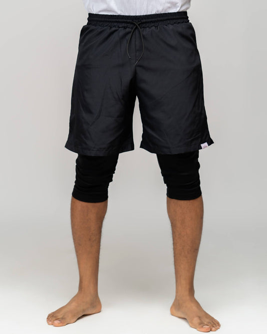 ZAIBA Modest ActiveFlow 2in1 Nguvu Shorts (Long) - Black