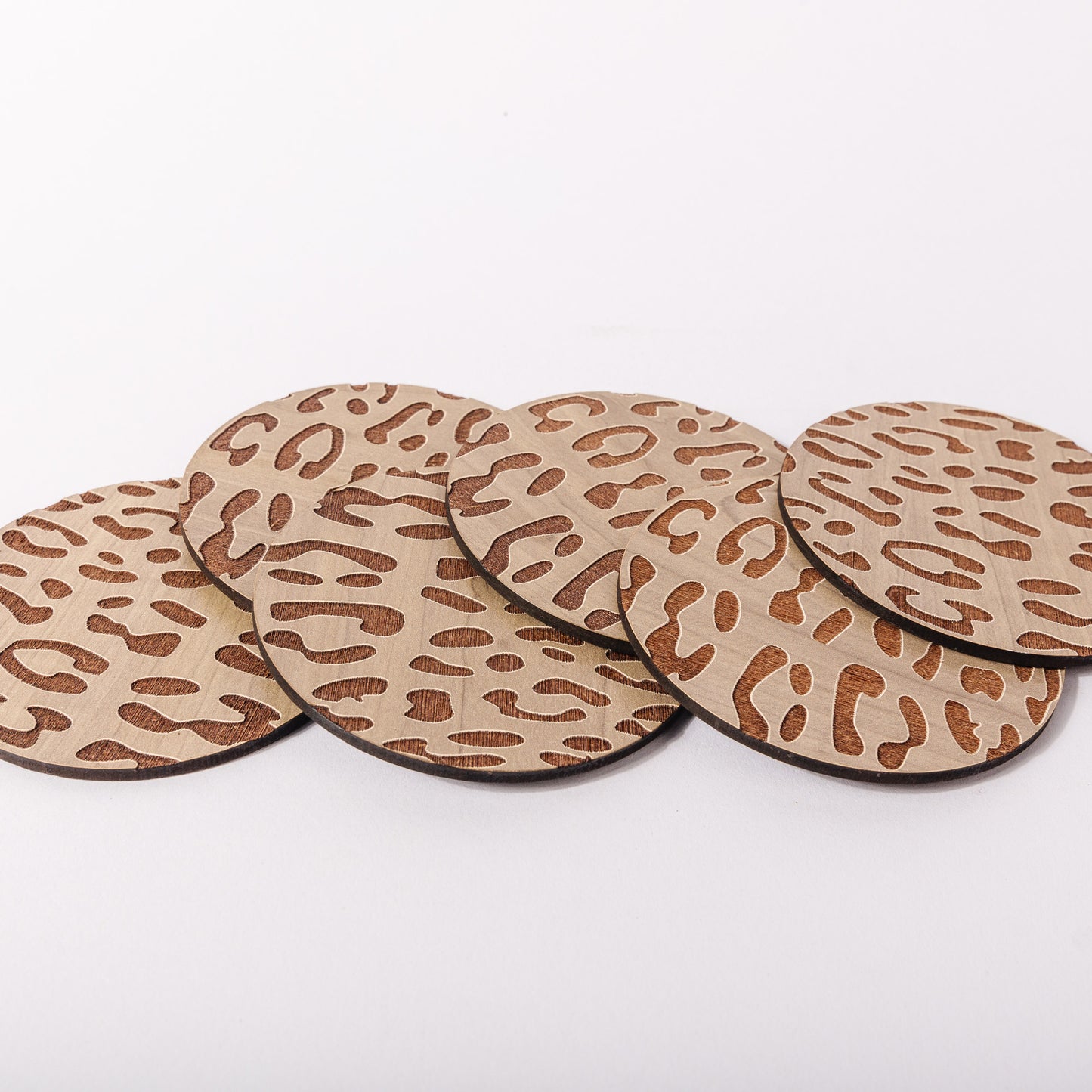 ZAIBA Home CHUI Light Circle | 6PC WOODEN COASTERS