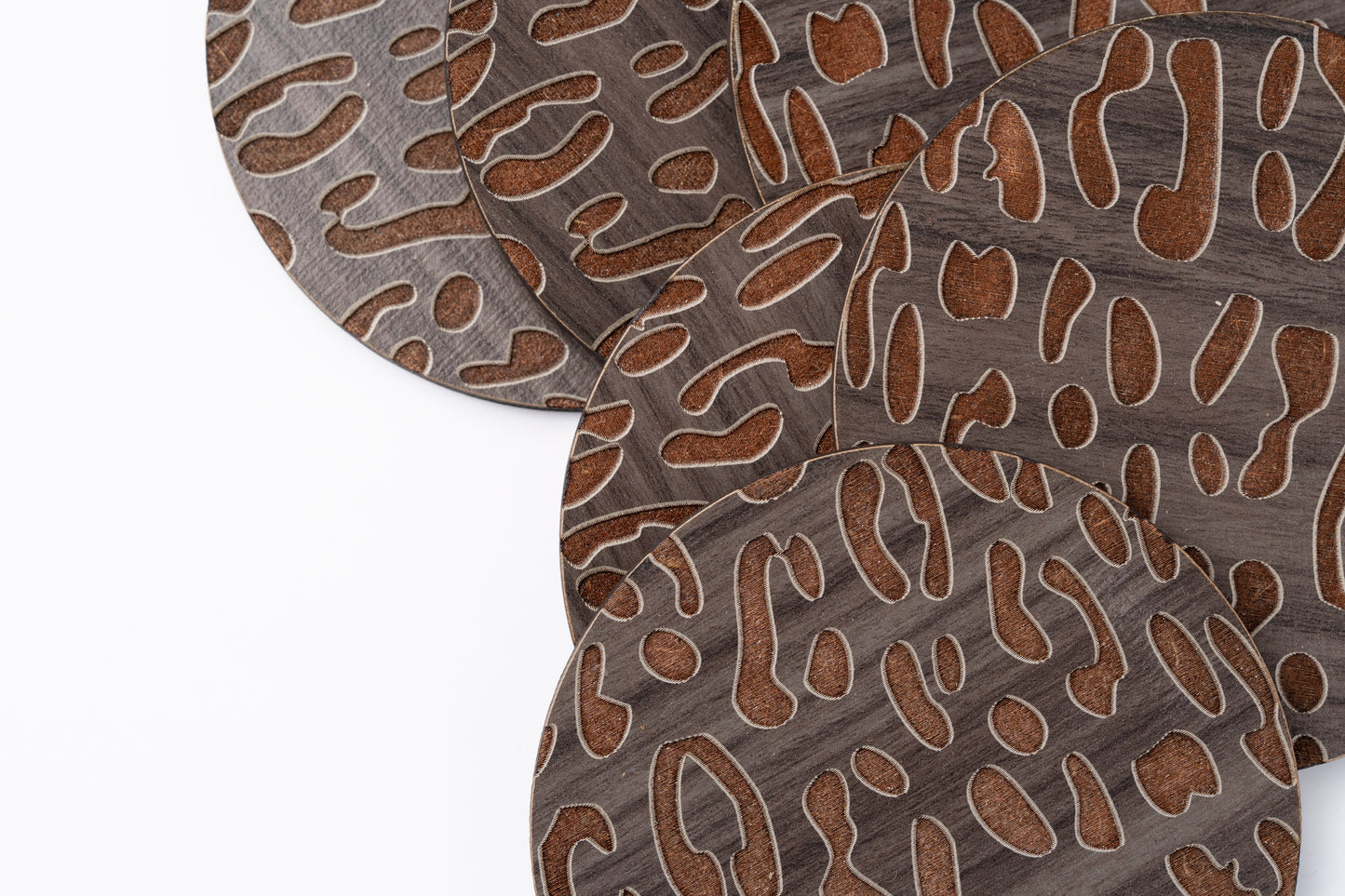 ZAIBA Home CHUI Dark Circle | 6PC WOODEN COASTERS