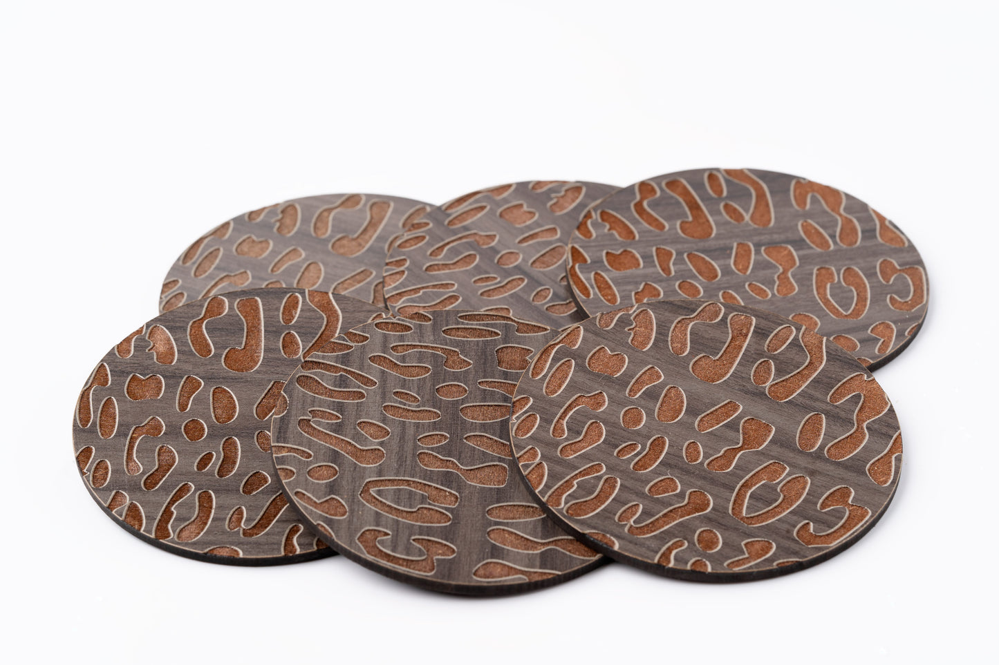 ZAIBA Home CHUI Dark Circle | 6PC WOODEN COASTERS