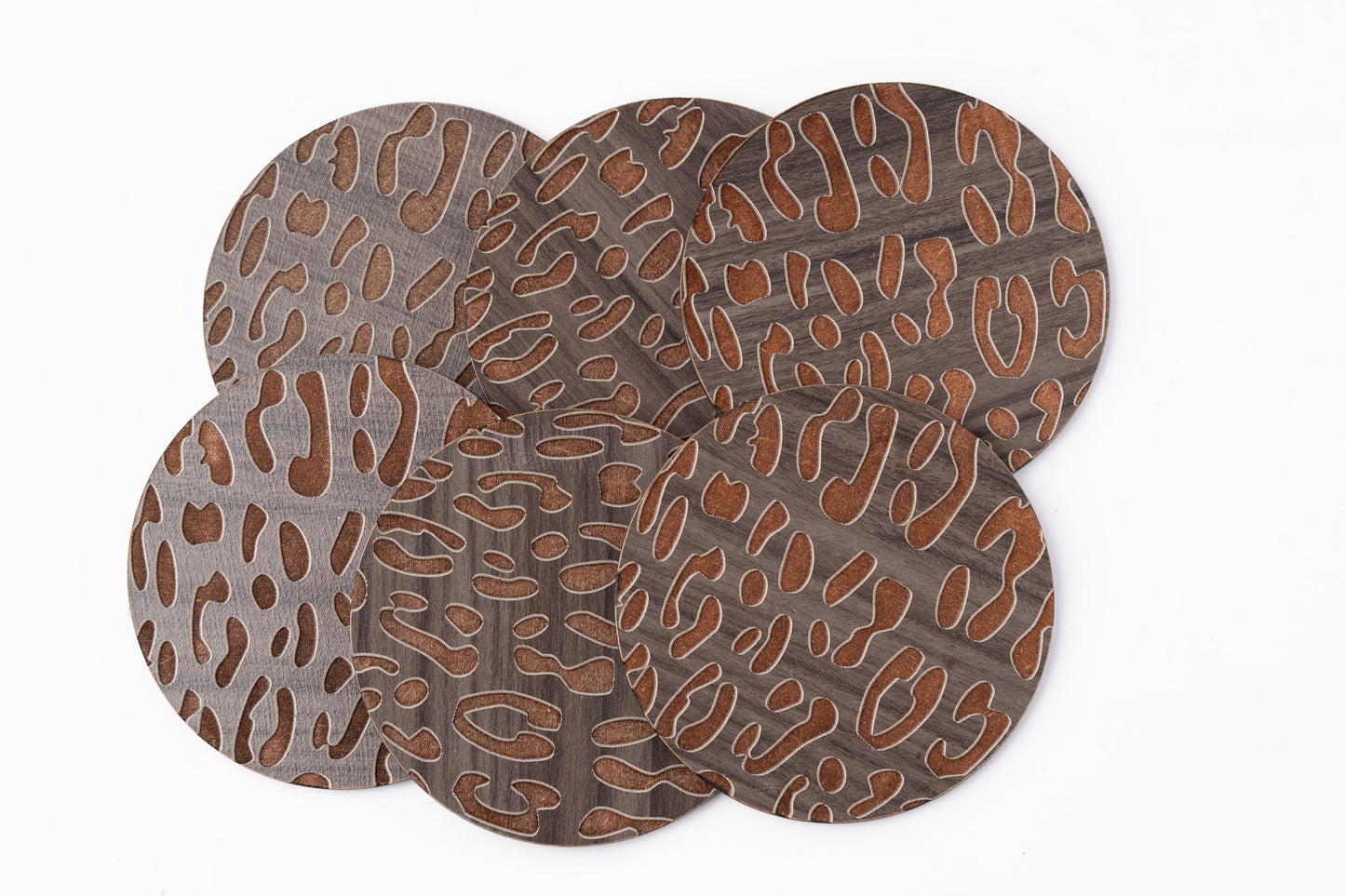ZAIBA Home CHUI Dark Circle | 6PC WOODEN COASTERS