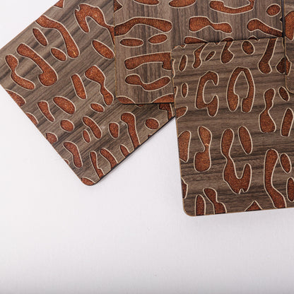 ZAIBA Home CHUI Dark Square | 6PC WOODEN COASTERS