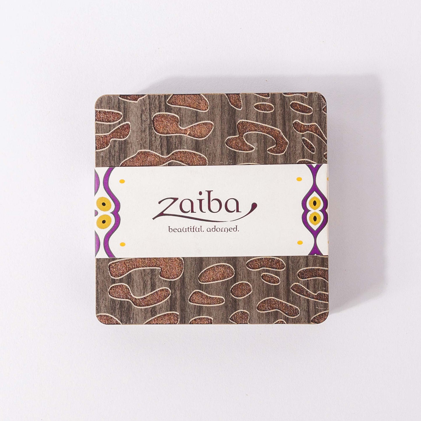 ZAIBA Home CHUI Dark Square | 6PC WOODEN COASTERS