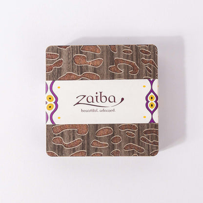 ZAIBA Home CHUI Dark Square | 6PC WOODEN COASTERS