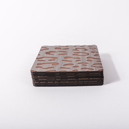 ZAIBA Home CHUI Dark Square | 6PC WOODEN COASTERS