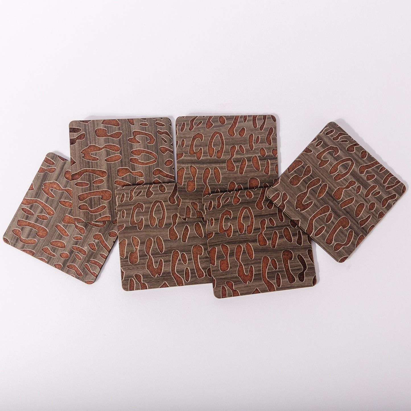 ZAIBA Home CHUI Dark Square | 6PC WOODEN COASTERS