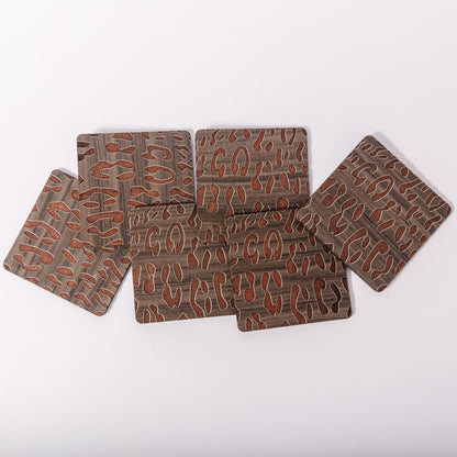 ZAIBA Home CHUI Dark Square | 6PC WOODEN COASTERS
