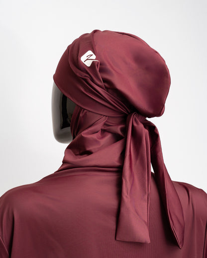 ZAIBA Modest ActiveFlow Hooded Tunic Top & Leggings Set - Maroon