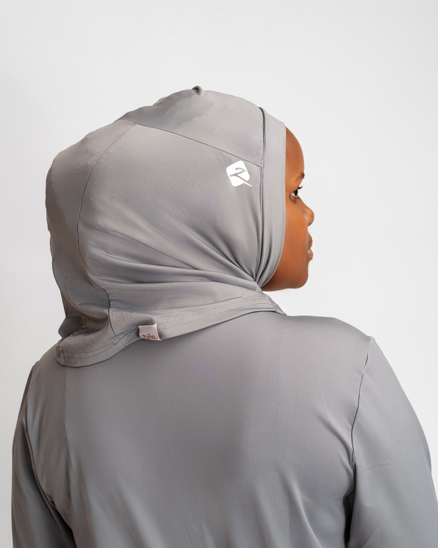 ZAIBA Modest ActiveFlow Jumpsuit With Skirt & Hijab Set - Grey