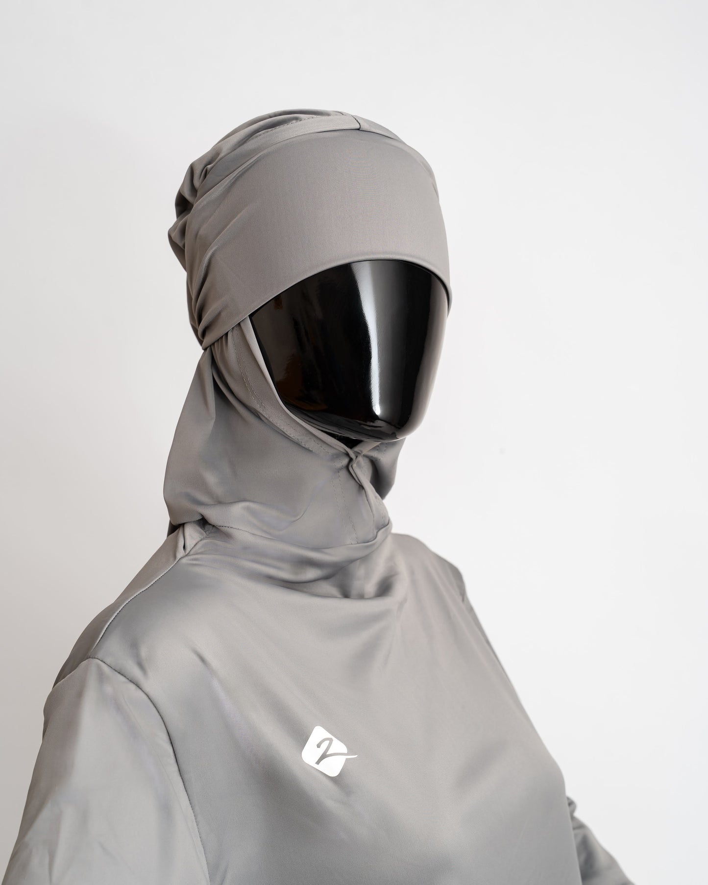 ZAIBA Modest ActiveFlow Hooded Tunic Top & Leggings Set - Grey