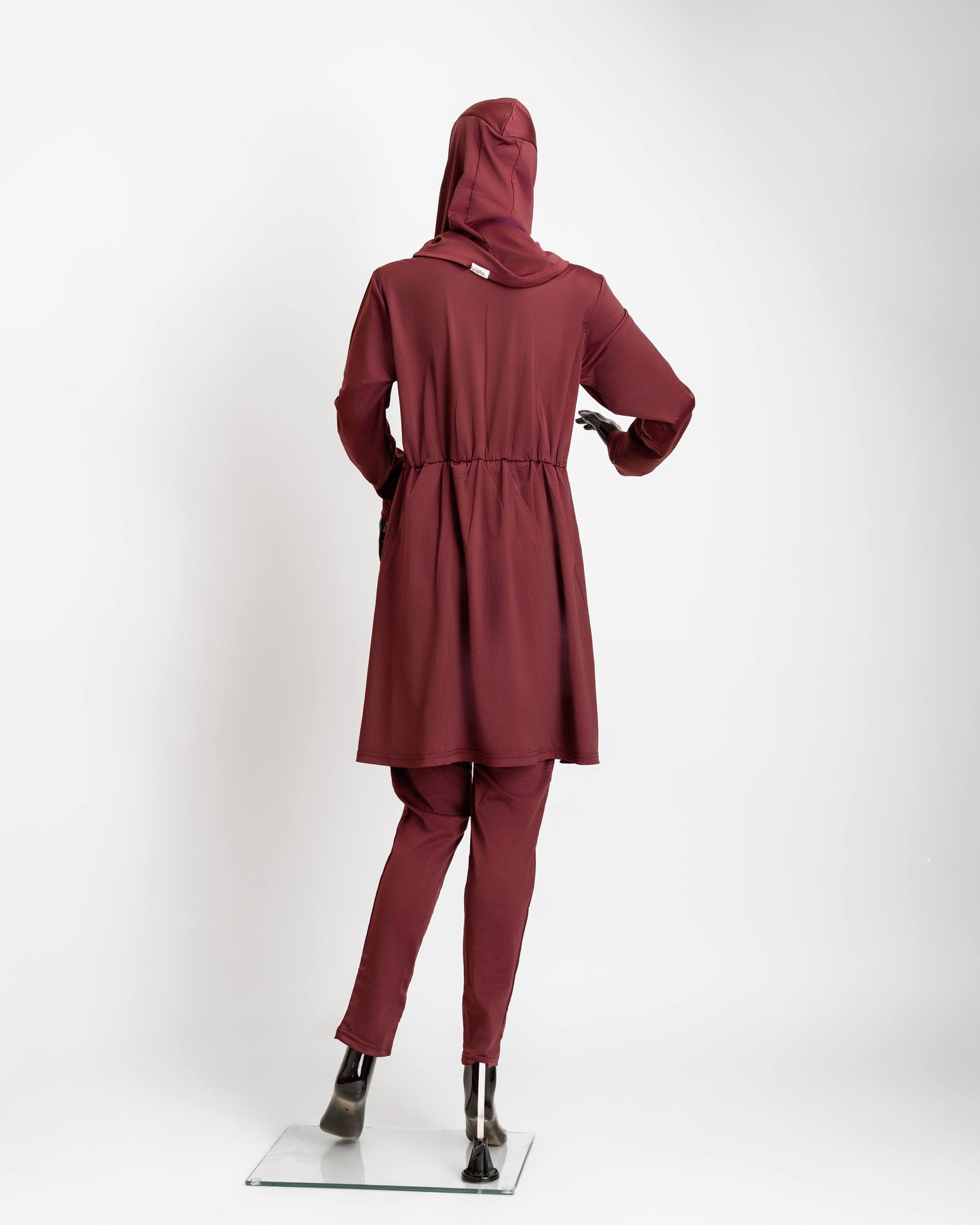 ZAIBA Modest ActiveFlow Jumpsuit With Skirt & Hijab Set - Maroon