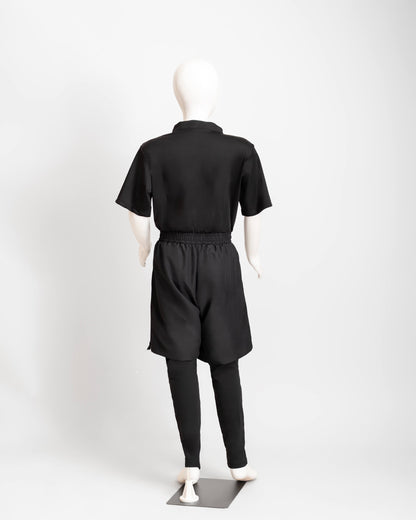 ZAIBA Modest Boy's Swim One-piece Long - Black