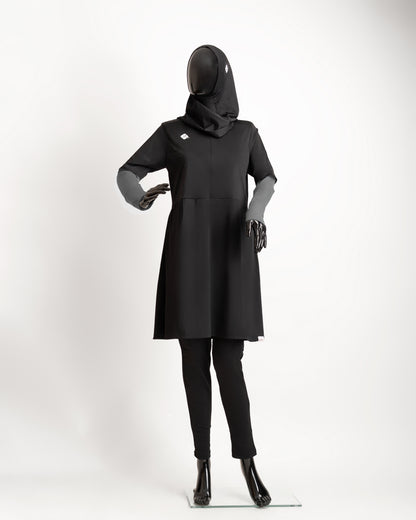 ZAIBA Modest Teen's Burkini Set - Black/Grey