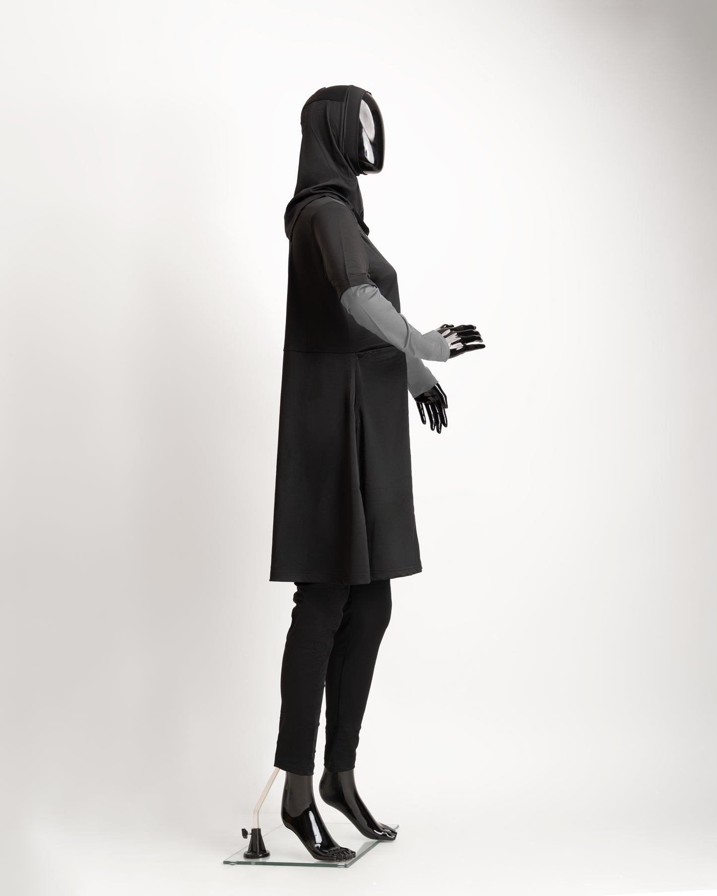 ZAIBA Modest Teen's Burkini Set - Black/Grey