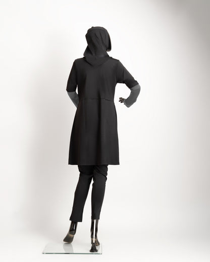 ZAIBA Modest Teen's Burkini Set - Black/Grey