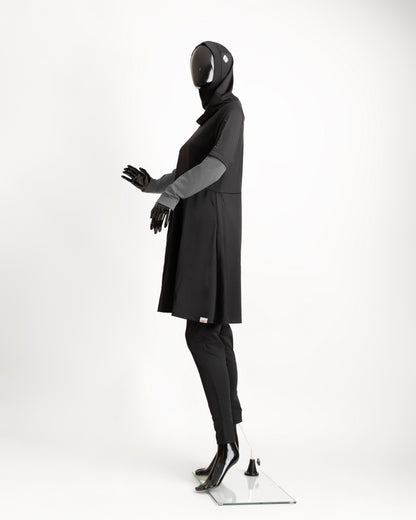 ZAIBA Modest Teen's Burkini Set - Black/Grey