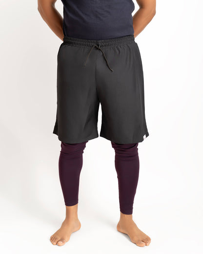 ZAIBA Modest ActiveFlow 2in1 Nguvu Shorts (Full) - Black/Purple