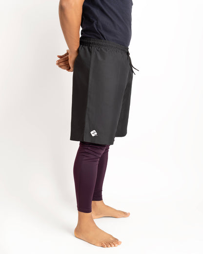 ZAIBA Modest ActiveFlow 2in1 Nguvu Shorts (Full) - Black/Purple