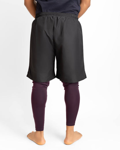 ZAIBA Modest ActiveFlow 2in1 Nguvu Shorts (Full) - Black/Purple
