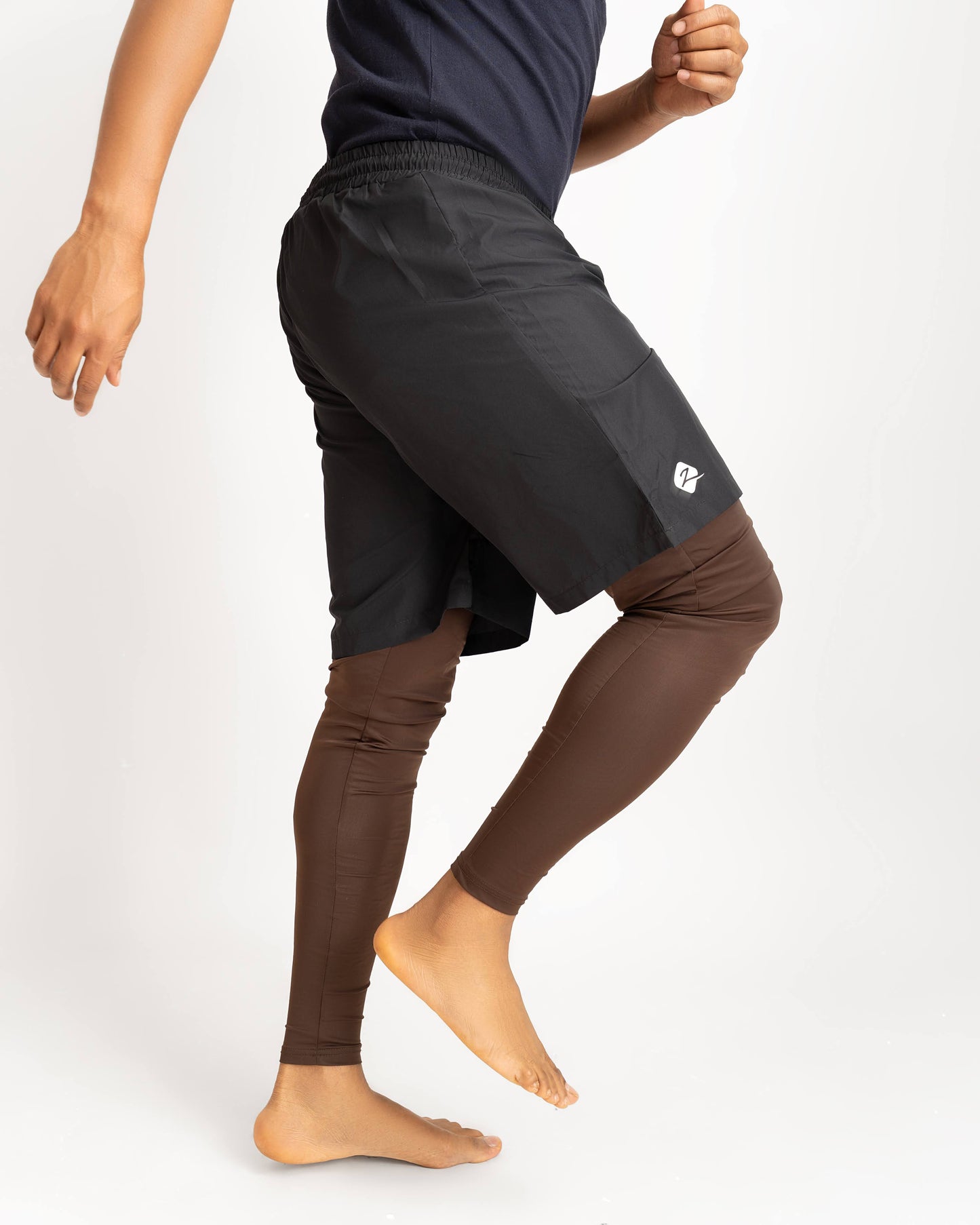 ZAIBA Modest ActiveFlow 2in1 Nguvu Shorts (Full) - Black/Brown