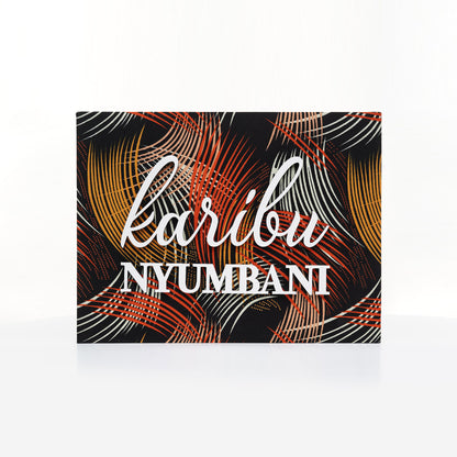 ZAIBA Karibu Nyumbani Kitenge Wall Art - Amber Flow