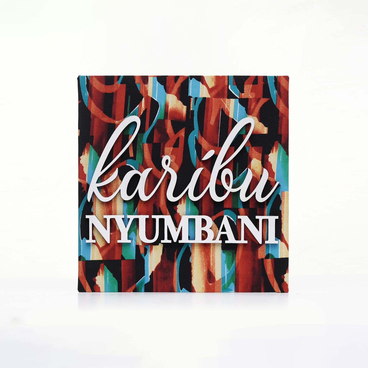 ZAIBA Karibu Nyumbani Kitenge Wall Art - Terracotta Tide