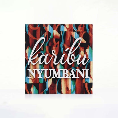 ZAIBA Karibu Nyumbani Kitenge Wall Art - Terracotta Tide