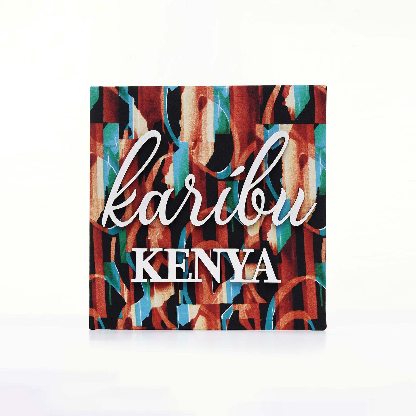 ZAIBA Karibu KENYA Kitenge Wall Art - Terracotta Tide