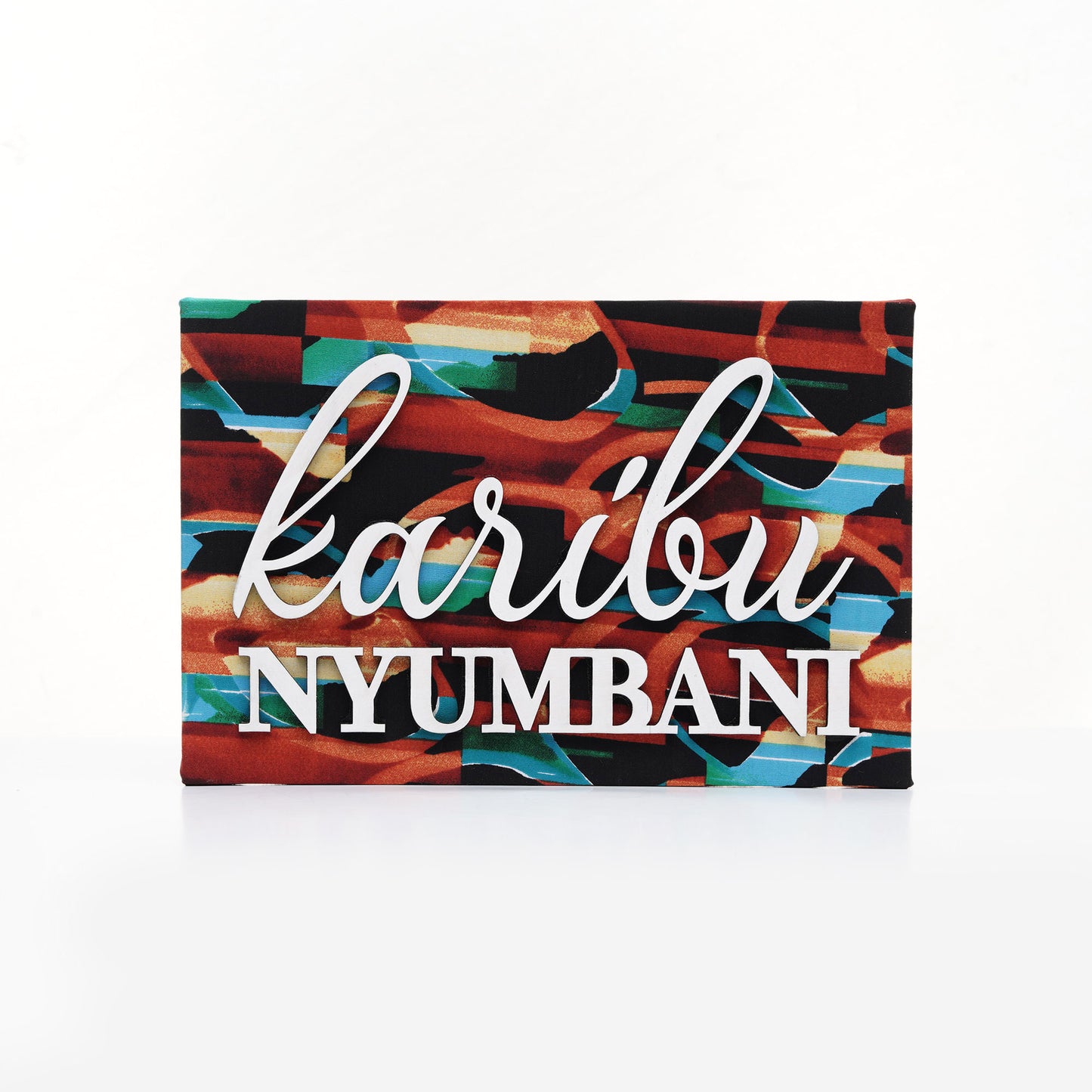 ZAIBA Karibu Nyumbani Kitenge Wall Art - Terracotta Tide