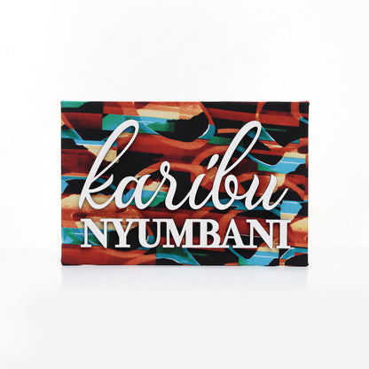 ZAIBA Karibu Nyumbani Kitenge Wall Art - Terracotta Tide