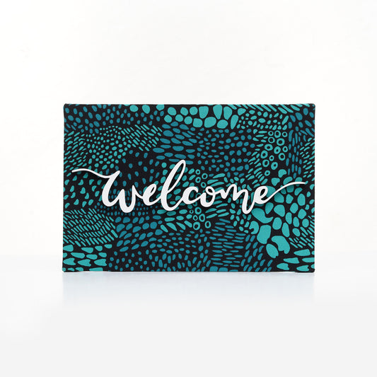 ZAIBA Welcome Kitenge Wall Art - Aqua Canopy
