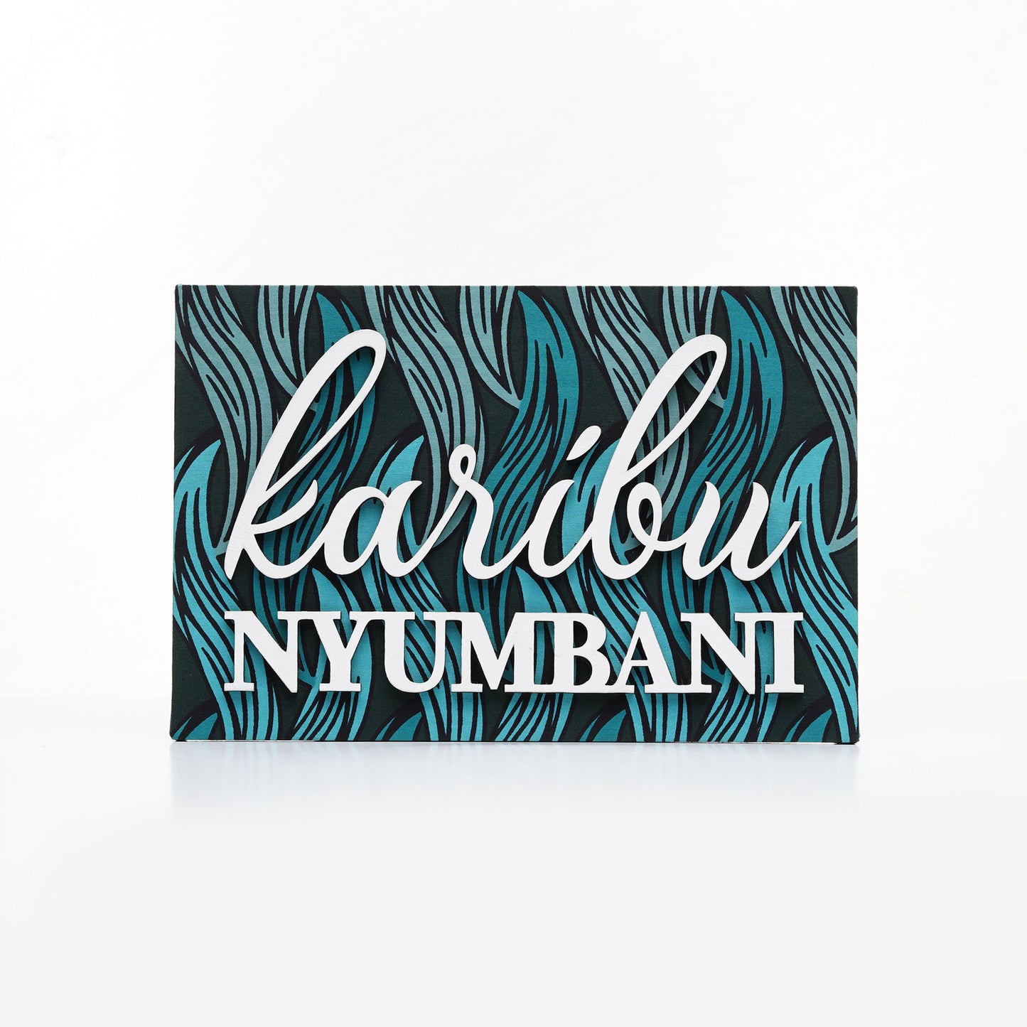 ZAIBA Karibu Nyumbani Kitenge Wall Art - Teal Tides