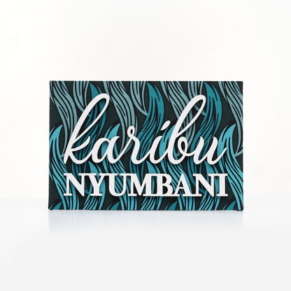 ZAIBA Karibu Nyumbani Kitenge Wall Art - Teal Tides