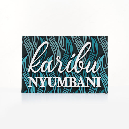 ZAIBA Karibu Nyumbani Kitenge Wall Art - Teal Tides
