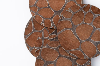 ZAIBA Home TWIGA Dark Circle | 6PC WOODEN COASTERS