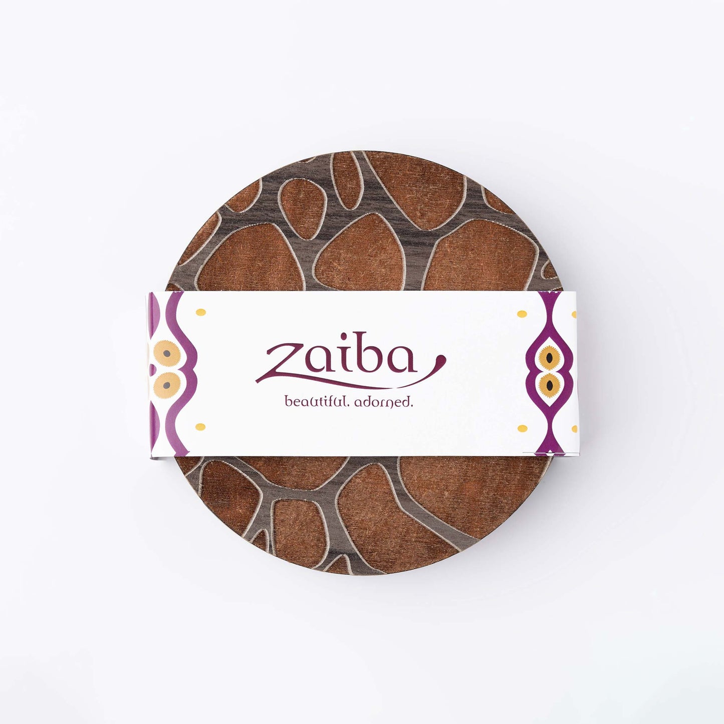 ZAIBA Home TWIGA Dark Circle | 6PC WOODEN COASTERS