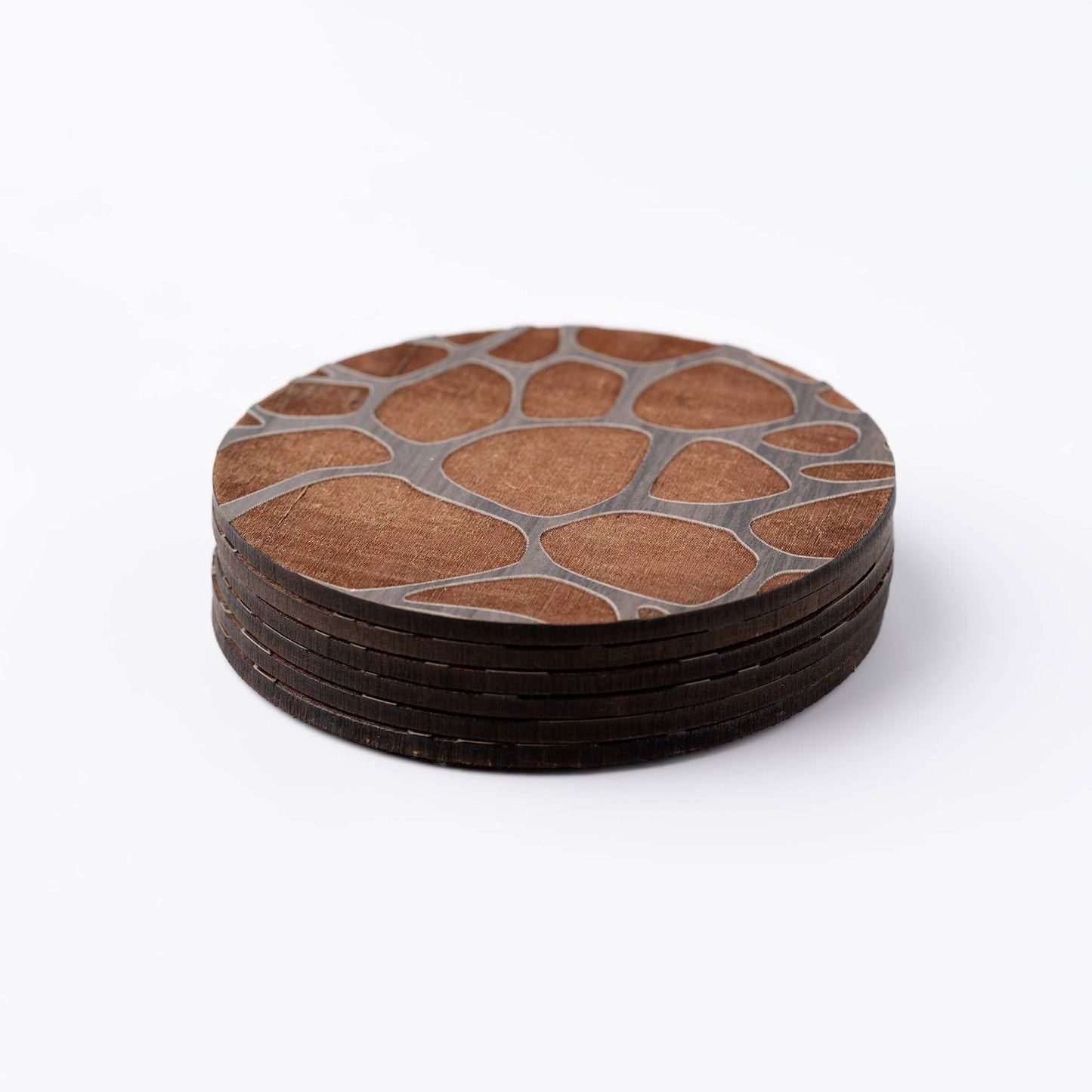 ZAIBA Home TWIGA Dark Circle | 6PC WOODEN COASTERS