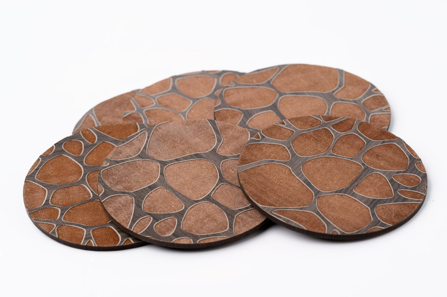 ZAIBA Home TWIGA Dark Circle | 6PC WOODEN COASTERS