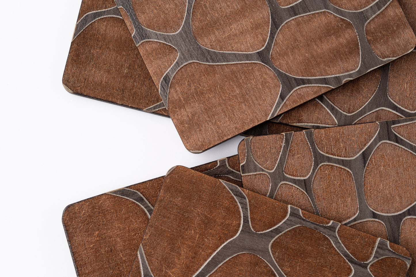 ZAIBA Home TWIGA Dark Square | 6PC WOODEN COASTERS