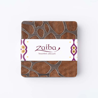 ZAIBA Home TWIGA Dark Square | 6PC WOODEN COASTERS
