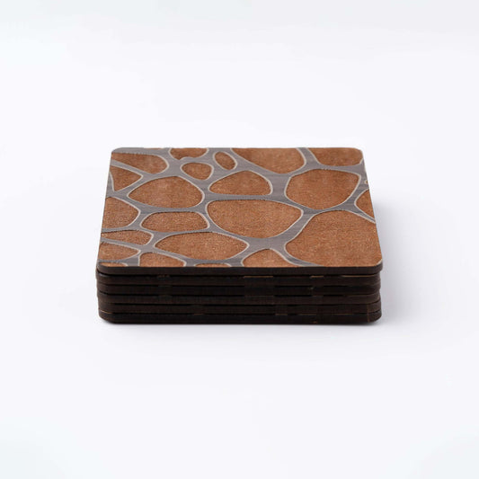 ZAIBA Home TWIGA Dark Square | 6PC WOODEN COASTERS