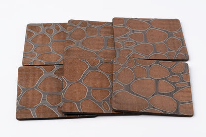 ZAIBA Home TWIGA Dark Square | 6PC WOODEN COASTERS