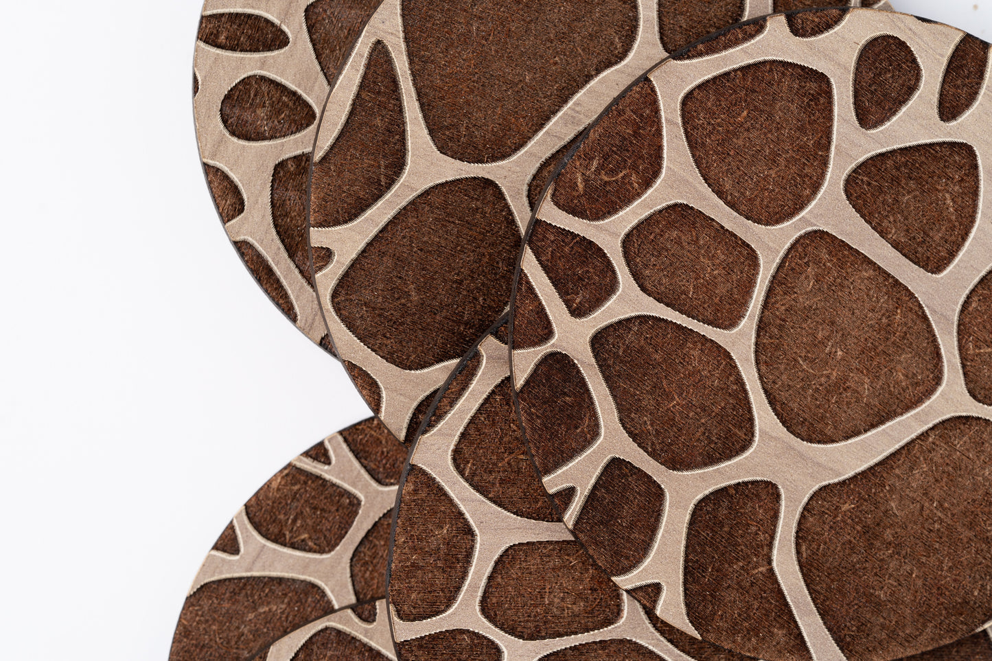 ZAIBA Home TWIGA Light Circle | 6PC WOODEN COASTERS