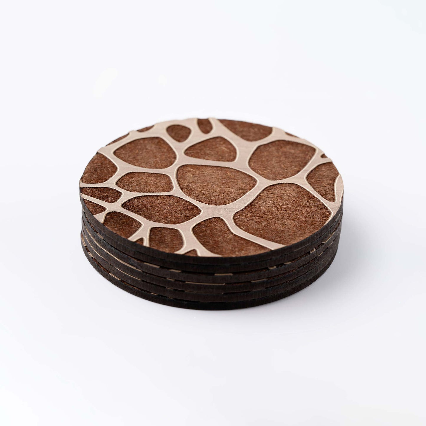 ZAIBA Home TWIGA Light Circle | 6PC WOODEN COASTERS