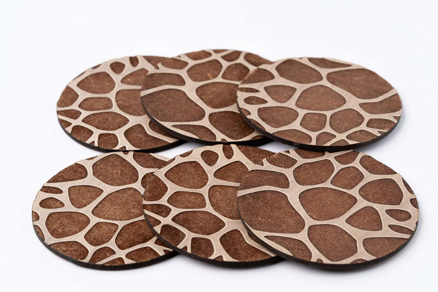 ZAIBA Home TWIGA Light Circle | 6PC WOODEN COASTERS